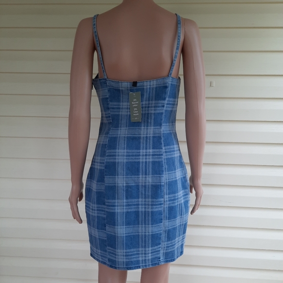 DIvided H&M Woven Fabric Womens Fitted Mini Dress Zip Side Spaghetti Straps SZ M - Picture 3 of 12